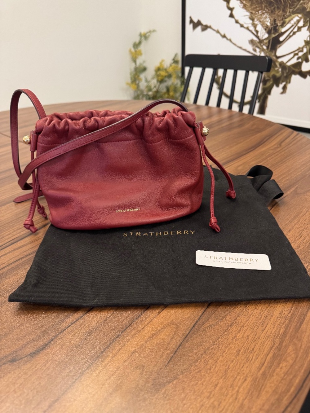 Strathberry Charlotte Drawstring Leather Crossbody Bag
